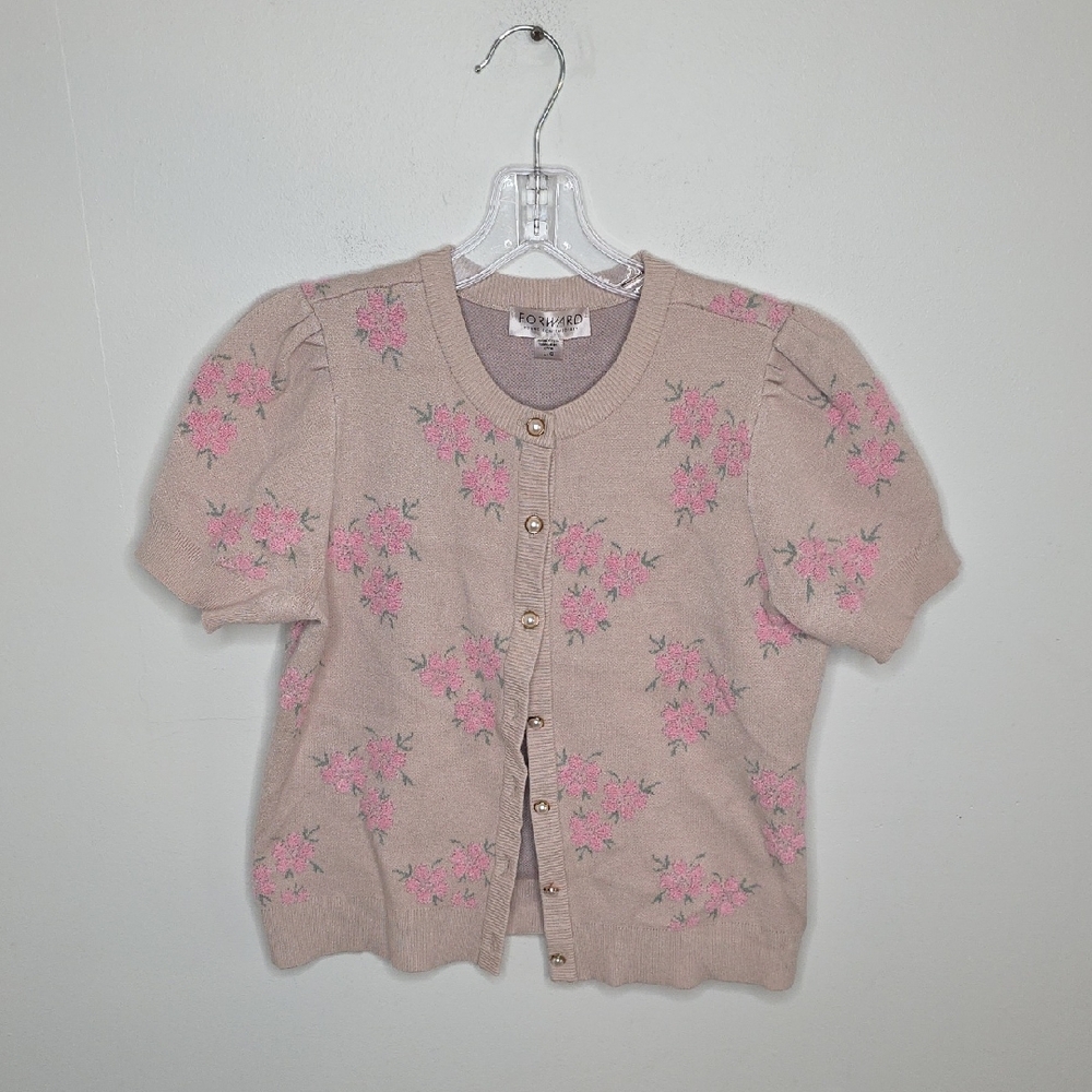 Floral Button-Up Women's Sweater Cottage Core, Granny Garden Size LARGE